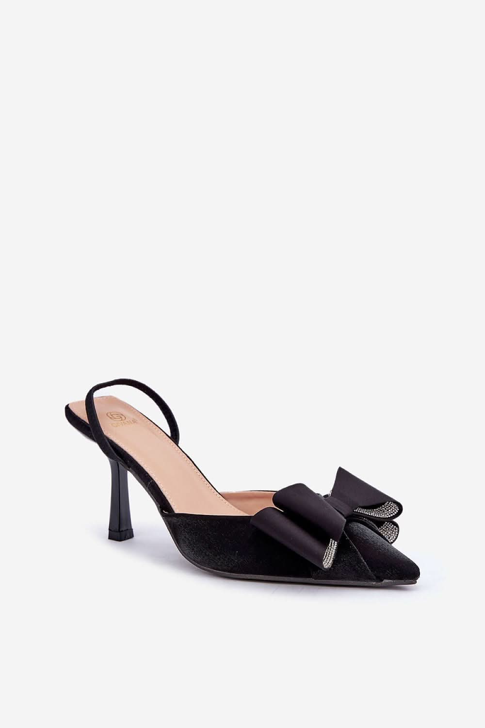 Women's Textile High Heels Fancy Bow - ShalayeFashion