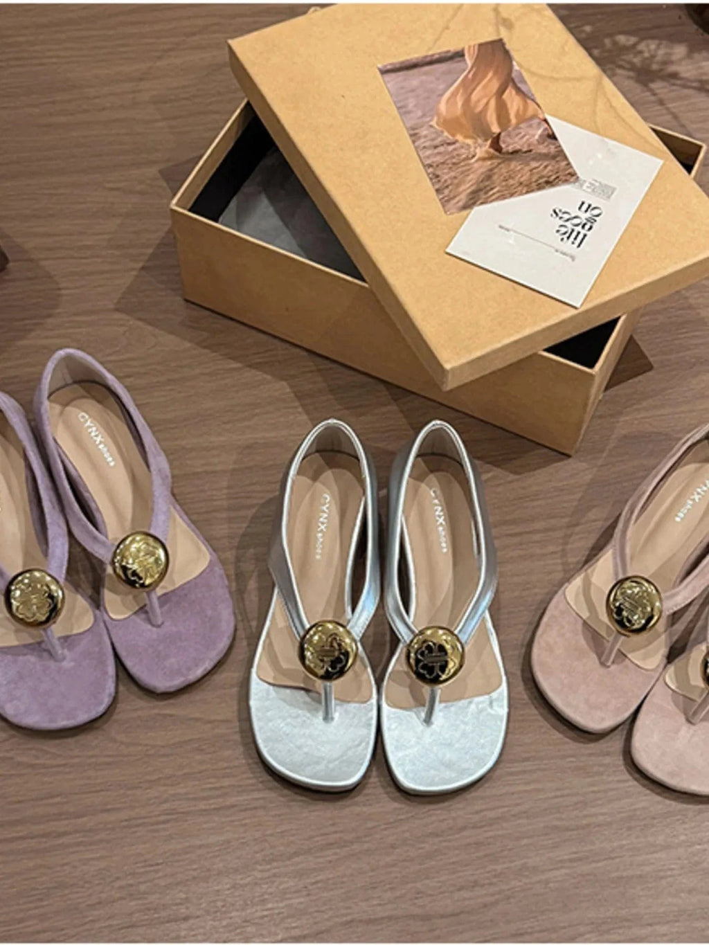 Women's Toe Post Wedge Sandals Mid Heel - ShalayeFashion