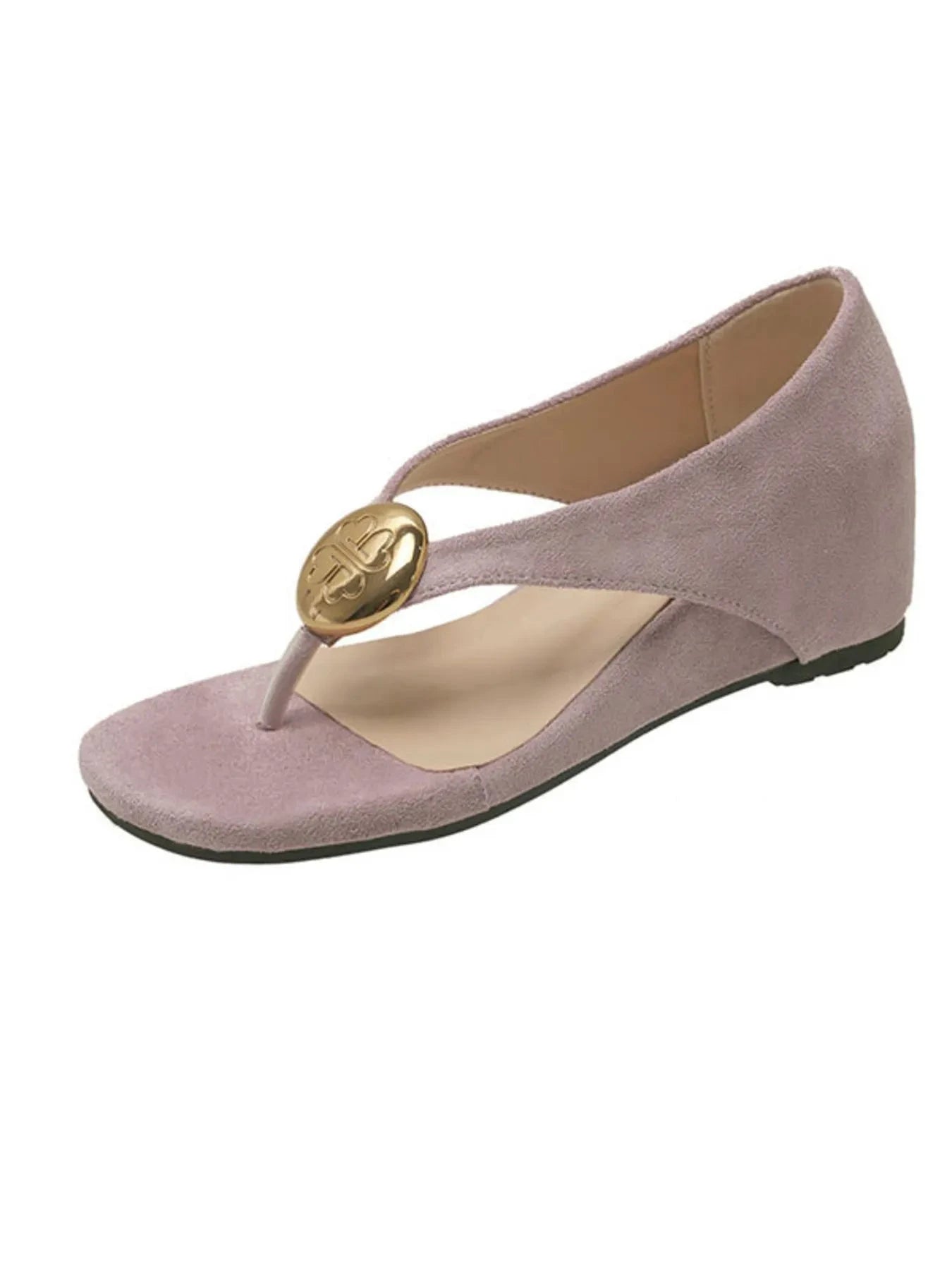 Women's Toe Post Wedge Sandals Mid Heel - ShalayeFashion