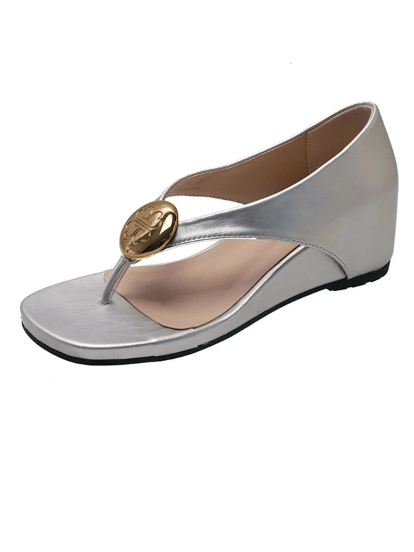 Women's Toe Post Wedge Sandals Mid Heel - ShalayeFashion