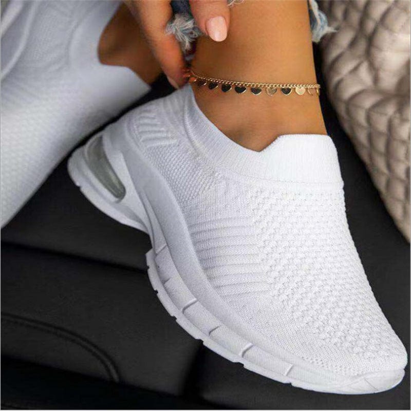 Women’s White Casual Sock Sneakers - ShalayeFashion