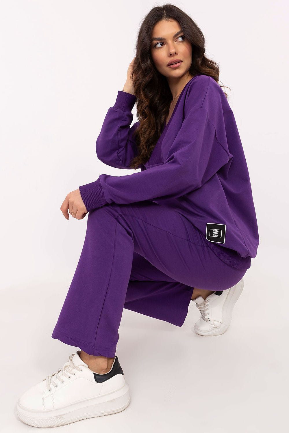 Women’s Wrap Neckline Casual Outfit Set - ShalayeFashion