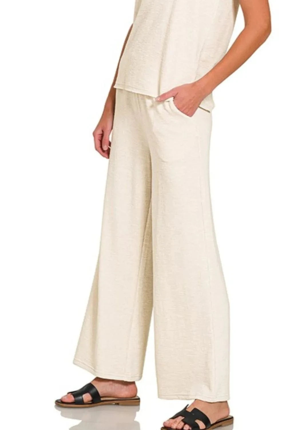 Zenana Cotton Slub Tank & Pants Set - ShalayeFashion
