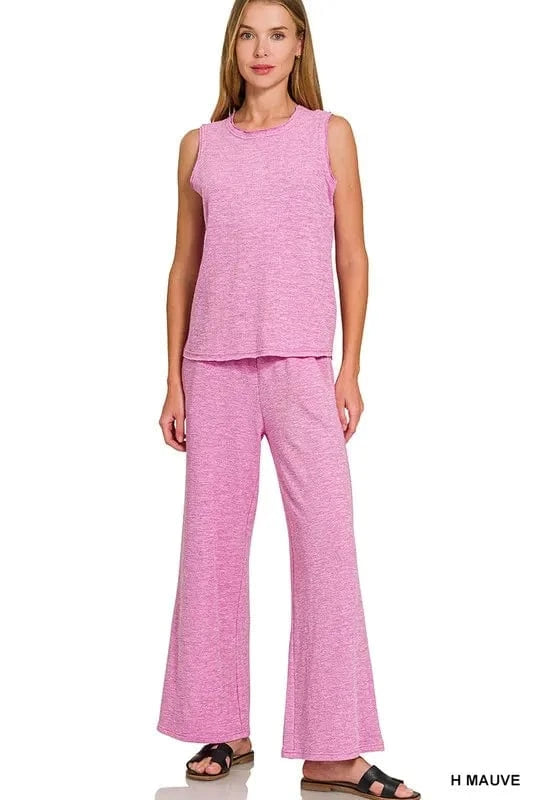Zenana Cotton Slub Tank & Pants Set - ShalayeFashion