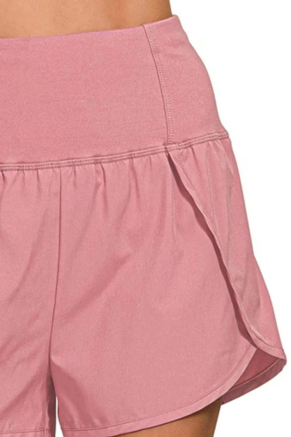 Zenana High Waisted Zippered Back Pocket Running Shorts - ShalayeFashion