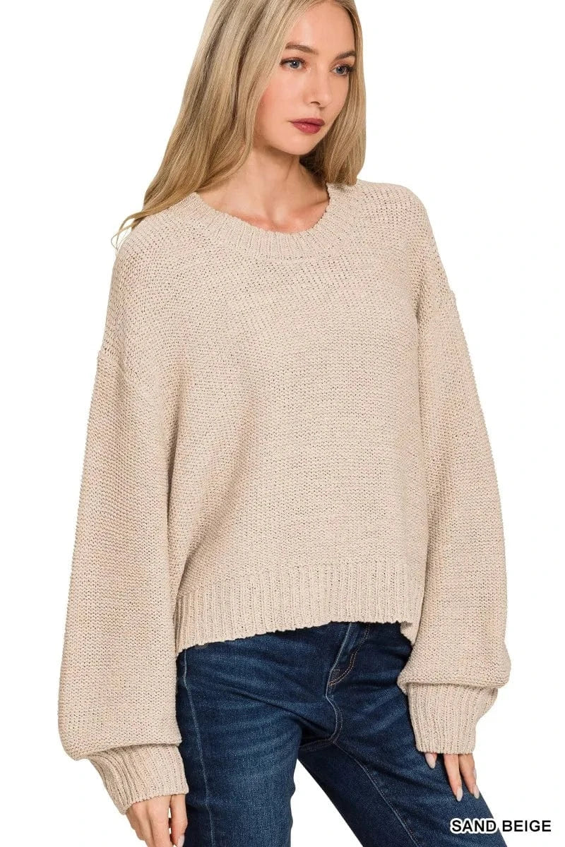 Zenana Oversized Baloon Sleeve Sweater - ShalayeFashion