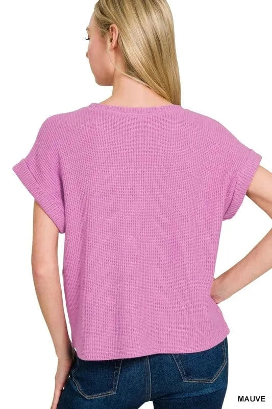 Zenana Rolled Sleeve Top and Pants Sweater Set - ShalayeFashion