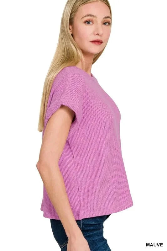 Zenana Rolled Sleeve Top and Pants Sweater Set - ShalayeFashion
