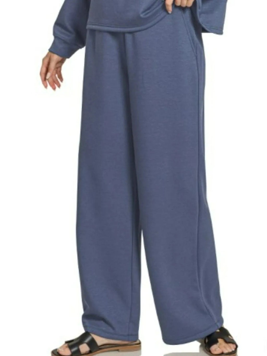 Zenana Scuba Crewneck Sweatshirt and Pants Set - ShalayeFashion