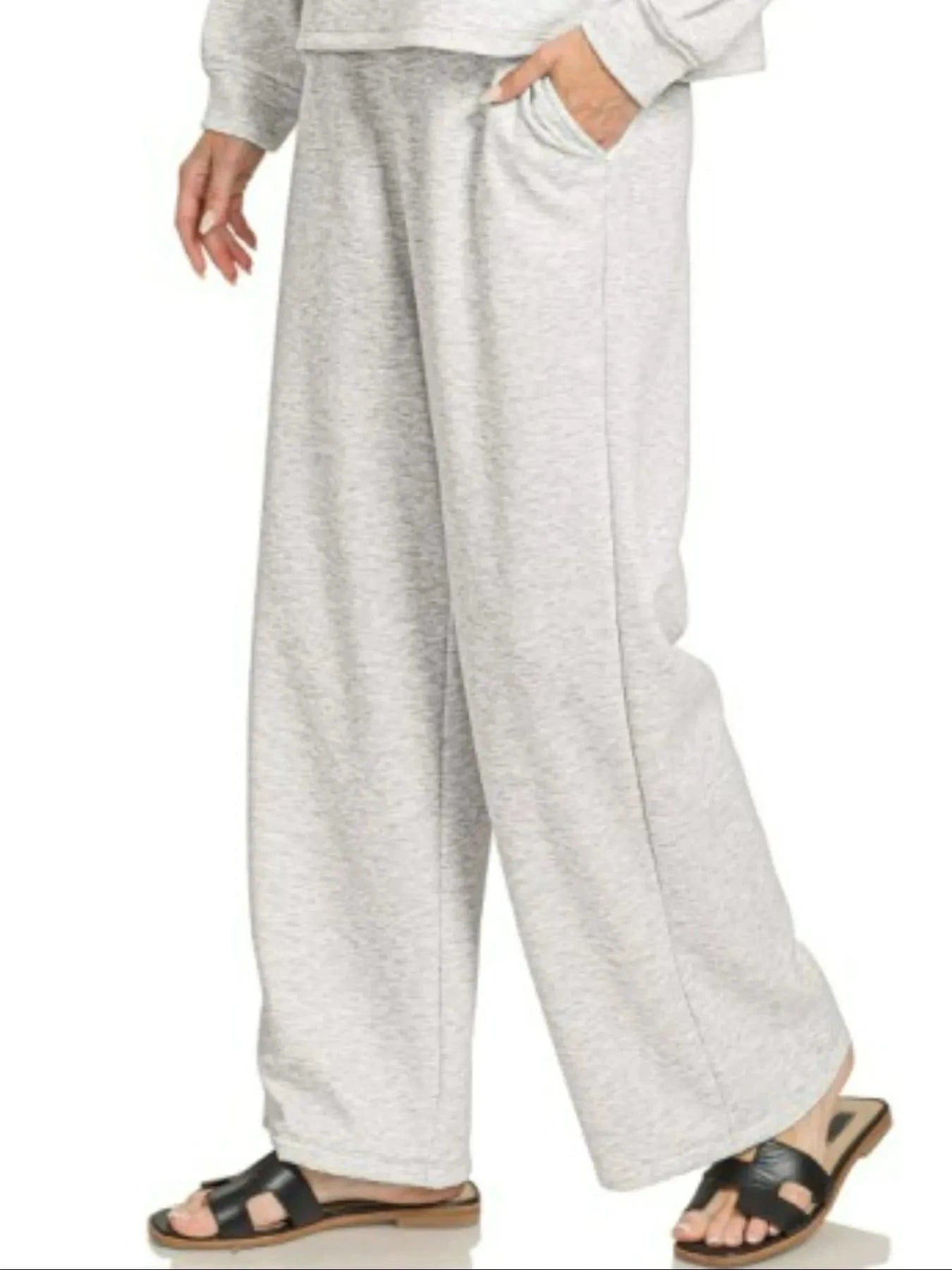 Zenana Scuba Crewneck Sweatshirt and Pants Set - ShalayeFashion