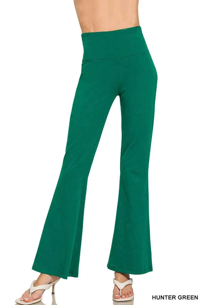 Zenana Wide Waistband Yoga Flare Pants - ShalayeFashion