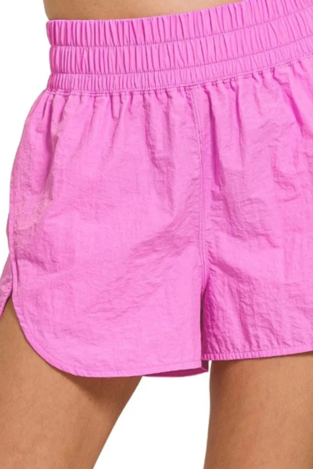 Zenana Windbreaker Smocked Waistband Running Shorts - ShalayeFashion
