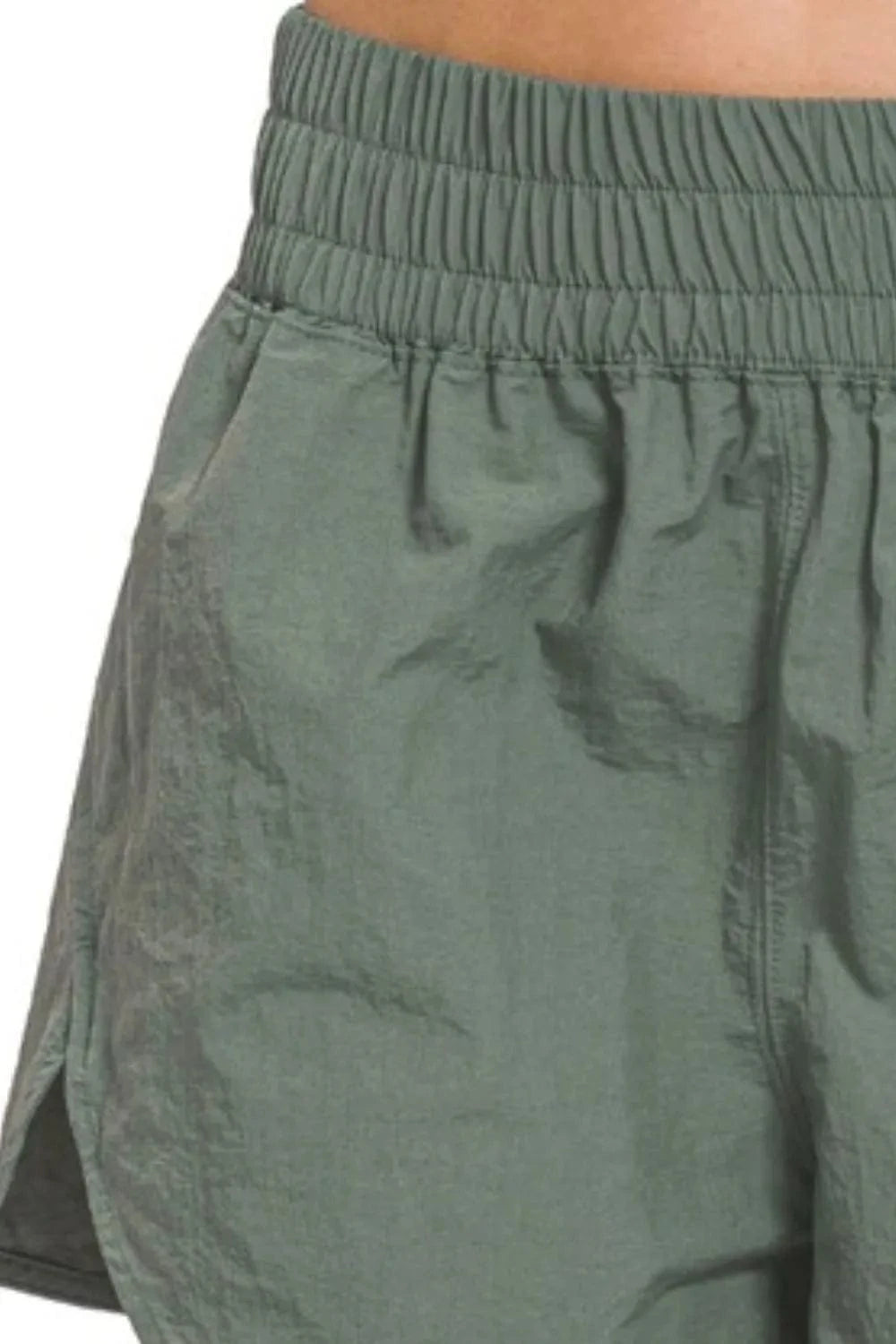 Zenana Windbreaker Smocked Waistband Running Shorts - ShalayeFashion