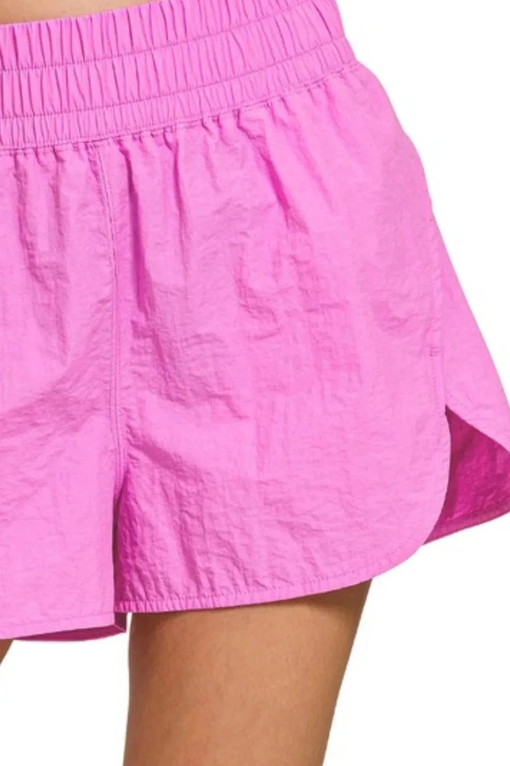 Zenana Windbreaker Smocked Waistband Running Shorts - ShalayeFashion