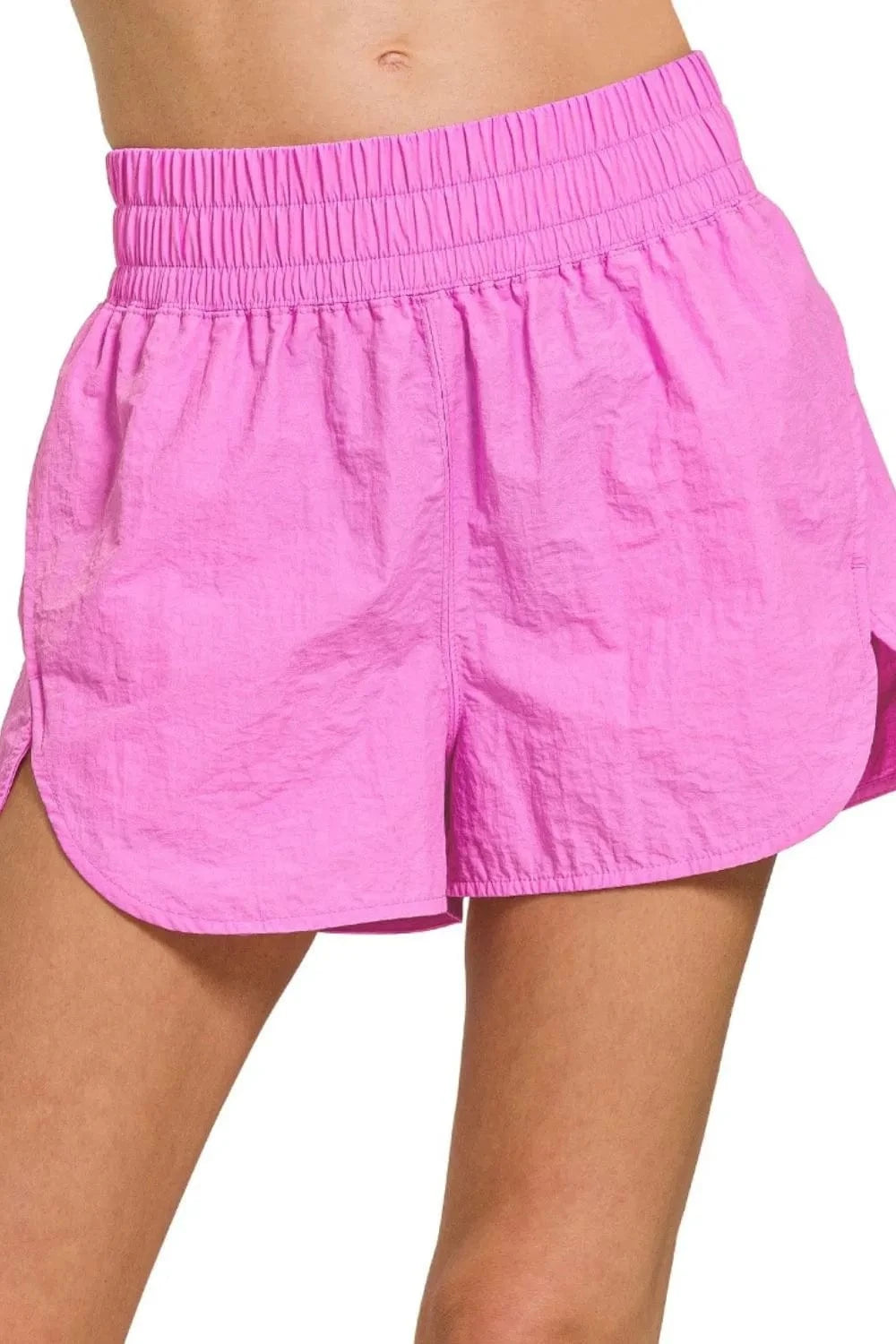 Zenana Windbreaker Smocked Waistband Running Shorts - ShalayeFashion