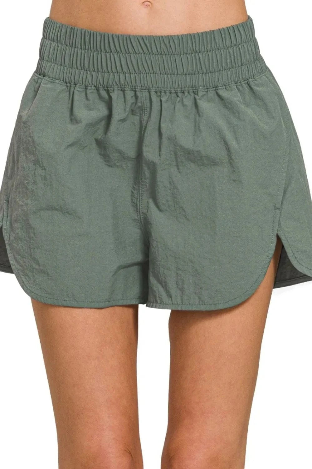 Zenana Windbreaker Smocked Waistband Running Shorts - ShalayeFashion