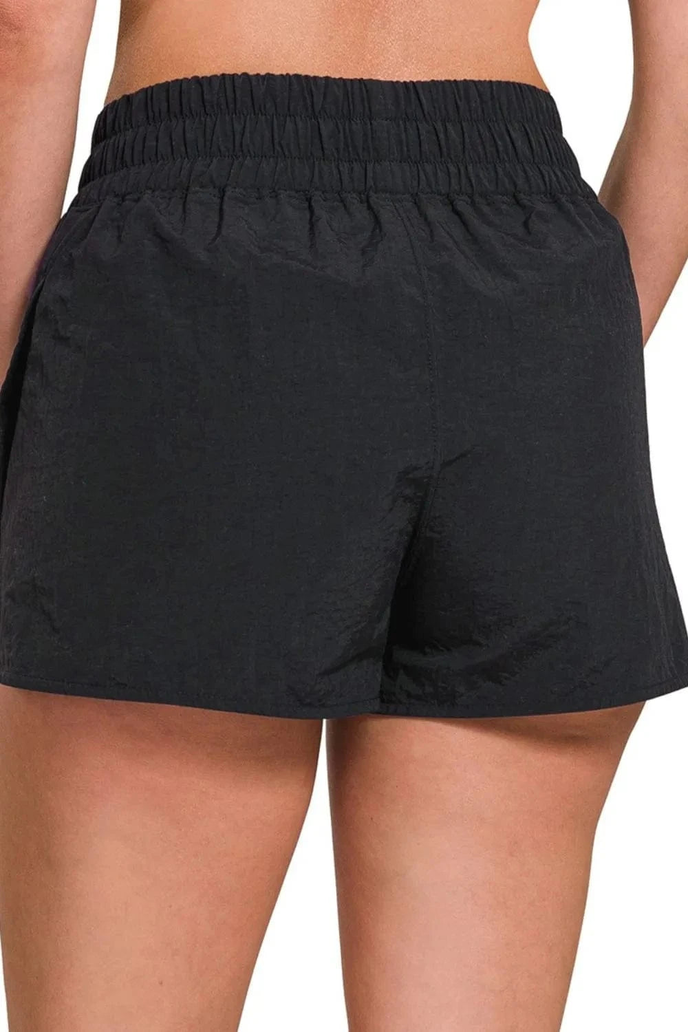 Zenana Windbreaker Smocked Waistband Running Shorts - ShalayeFashion