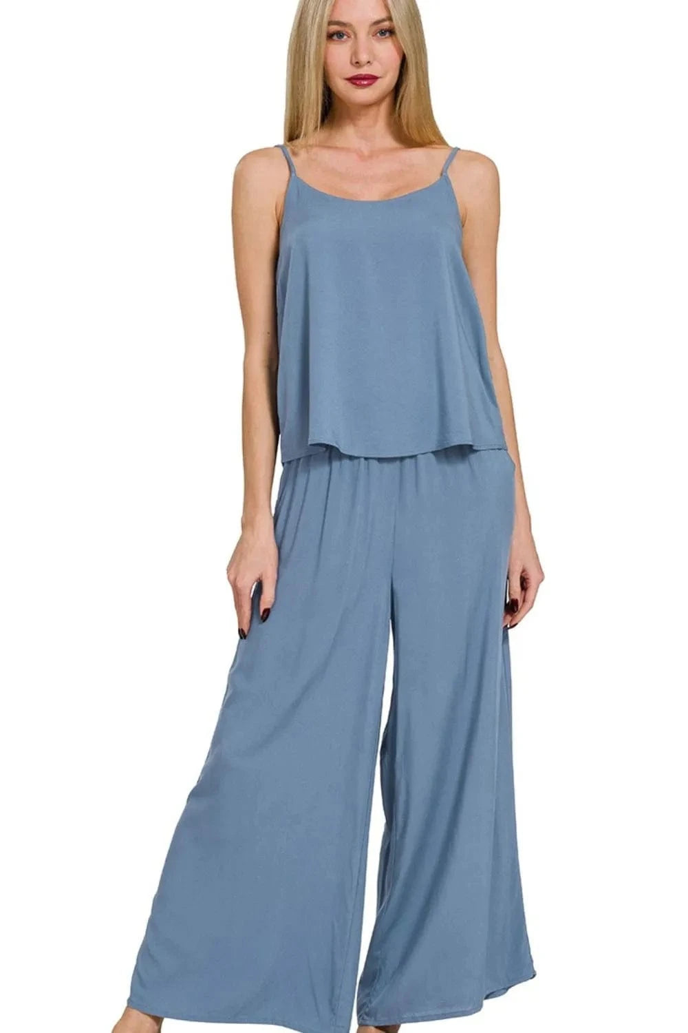 Zenana Woven Cami & Pants Set - ShalayeFashion