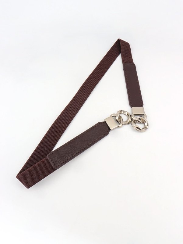 Zinc Alloy Buckle Elastic PU Belt - ShalayeFashion