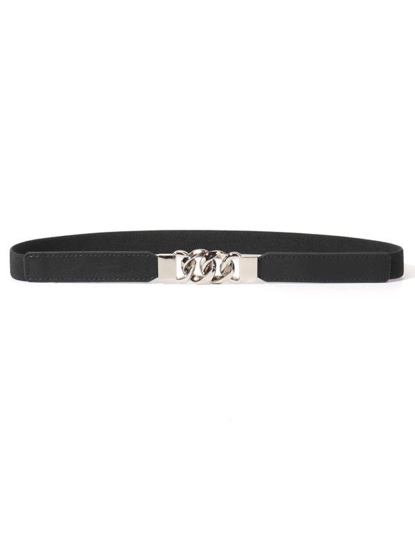 Zinc Alloy Buckle Elastic PU Belt - ShalayeFashion