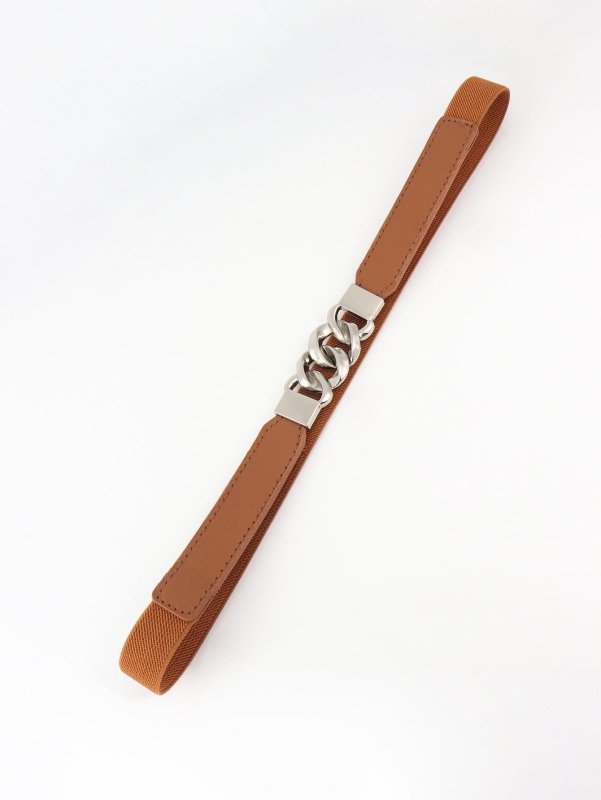 Zinc Alloy Buckle Elastic PU Belt - ShalayeFashion