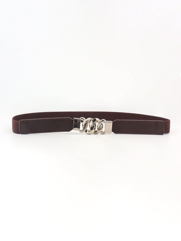 Zinc Alloy Buckle Elastic PU Belt - ShalayeFashion