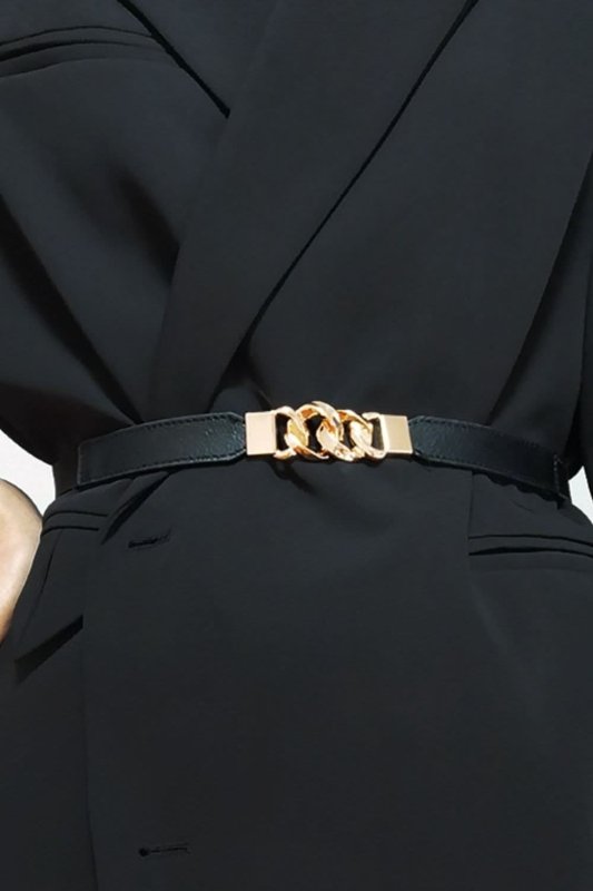 Zinc Alloy Buckle Elastic PU Belt - ShalayeFashion