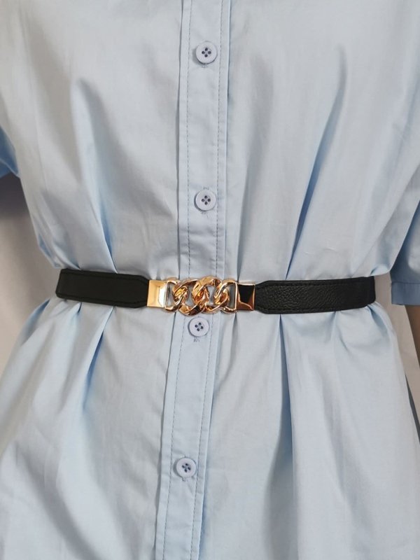 Zinc Alloy Buckle Elastic PU Belt - ShalayeFashion