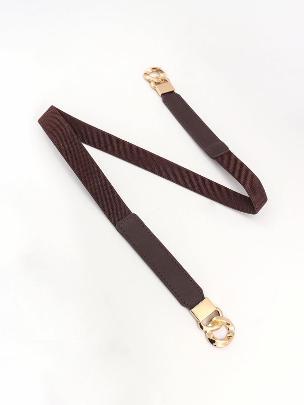 Zinc Alloy Buckle Elastic PU Belt - ShalayeFashion