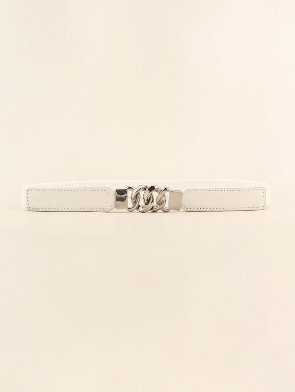 Zinc Alloy Buckle Elastic PU Belt - ShalayeFashion