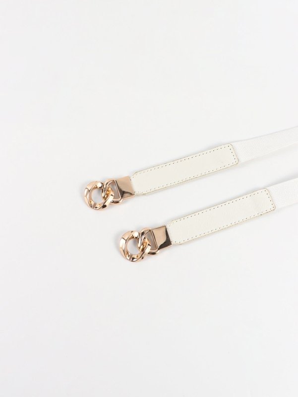 Zinc Alloy Buckle Elastic PU Belt - ShalayeFashion