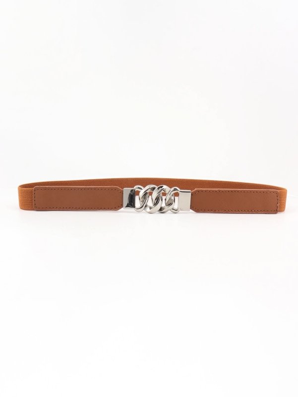 Zinc Alloy Buckle Elastic PU Belt - ShalayeFashion