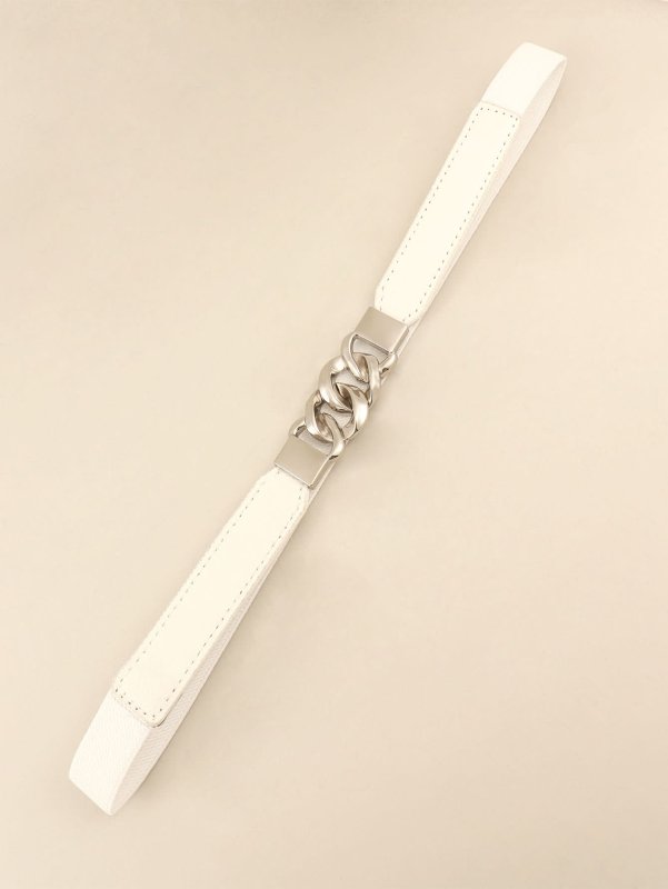 Zinc Alloy Buckle Elastic PU Belt - ShalayeFashion