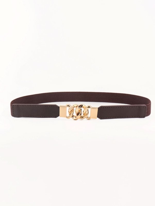 Zinc Alloy Buckle Elastic PU Belt - ShalayeFashion