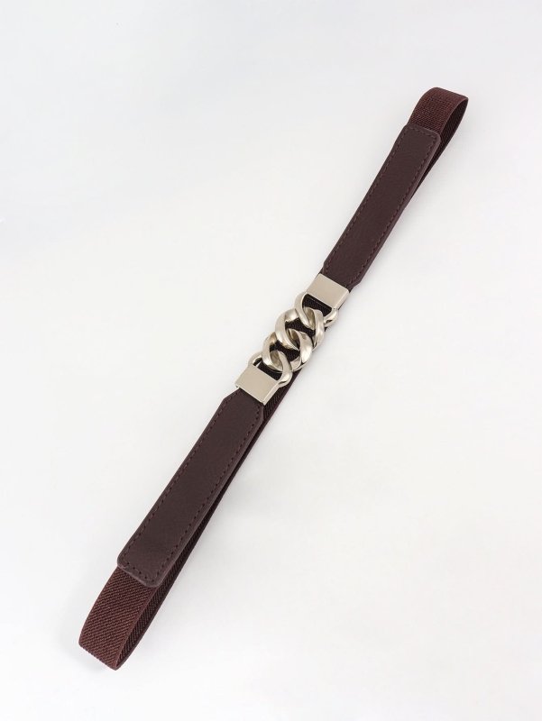 Zinc Alloy Buckle Elastic PU Belt - ShalayeFashion