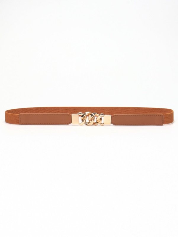 Zinc Alloy Buckle Elastic PU Belt - ShalayeFashion