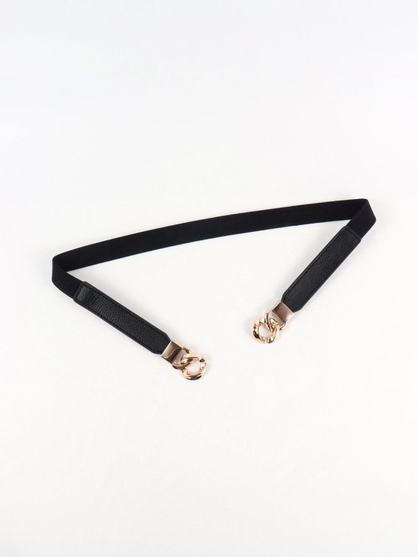 Zinc Alloy Buckle Elastic PU Belt - ShalayeFashion