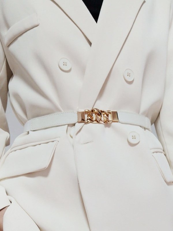 Zinc Alloy Buckle Elastic PU Belt - ShalayeFashion