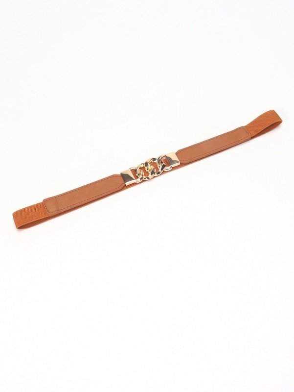 Zinc Alloy Buckle Elastic PU Belt - ShalayeFashion