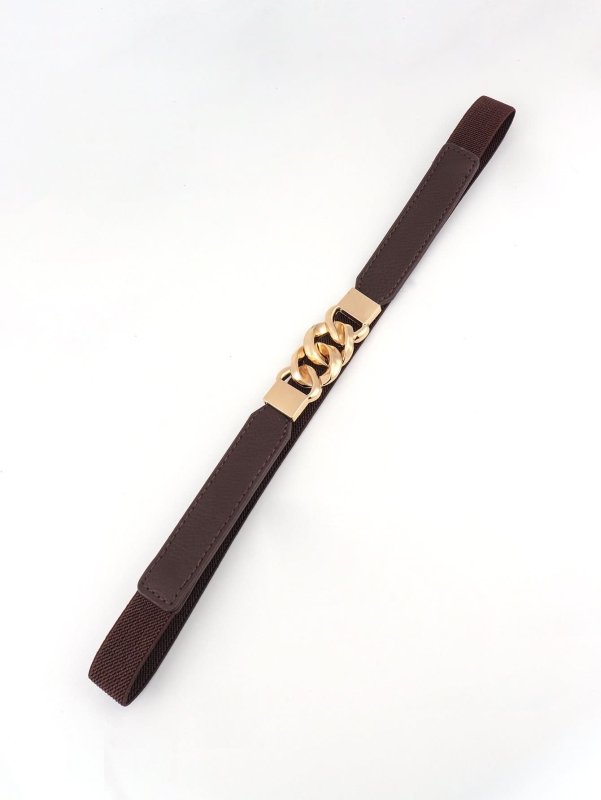 Zinc Alloy Buckle Elastic PU Belt - ShalayeFashion