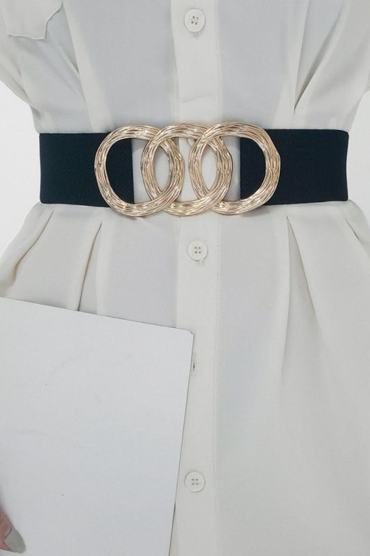 Zinc Alloy Buckle Elastic Wide Belt - ShalayeFashion