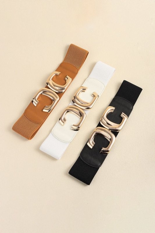 Zinc Alloy Buckle Elastic Wide Belt - ShalayeFashion