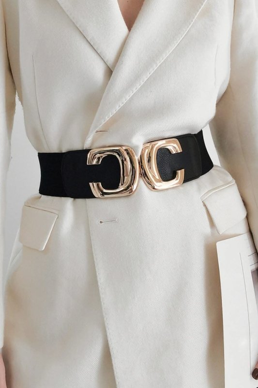 Zinc Alloy Buckle Elastic Wide Belt - ShalayeFashion