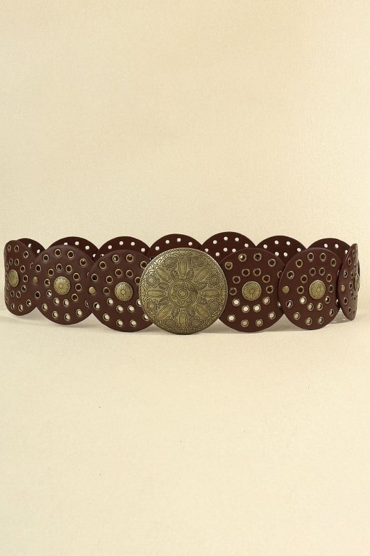 Zinc Alloy PU Disc Belt - ShalayeFashion