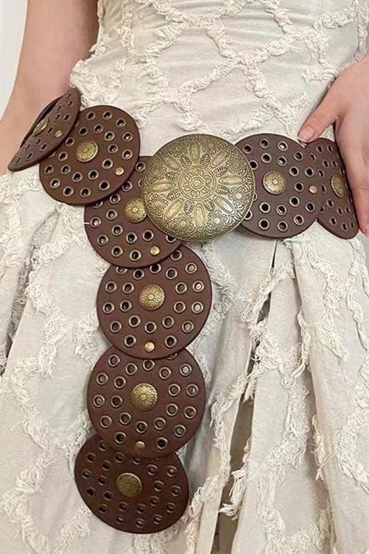 Zinc Alloy PU Disc Belt - ShalayeFashion