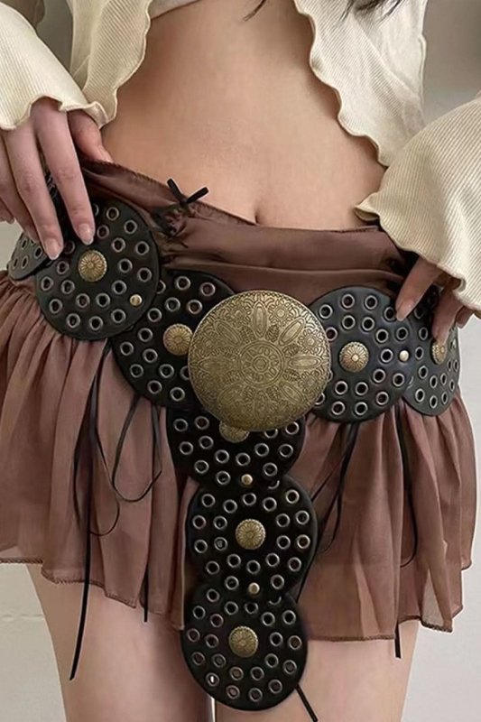Zinc Alloy PU Disc Belt - ShalayeFashion